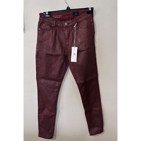 AG NWT Farrah Skinny Ankle jeans leatherette light maroon - Picture 5 of 5